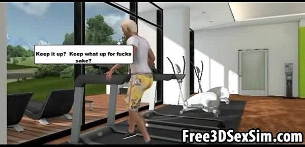  Sexy 3D cartoon honey motivates her man to work out